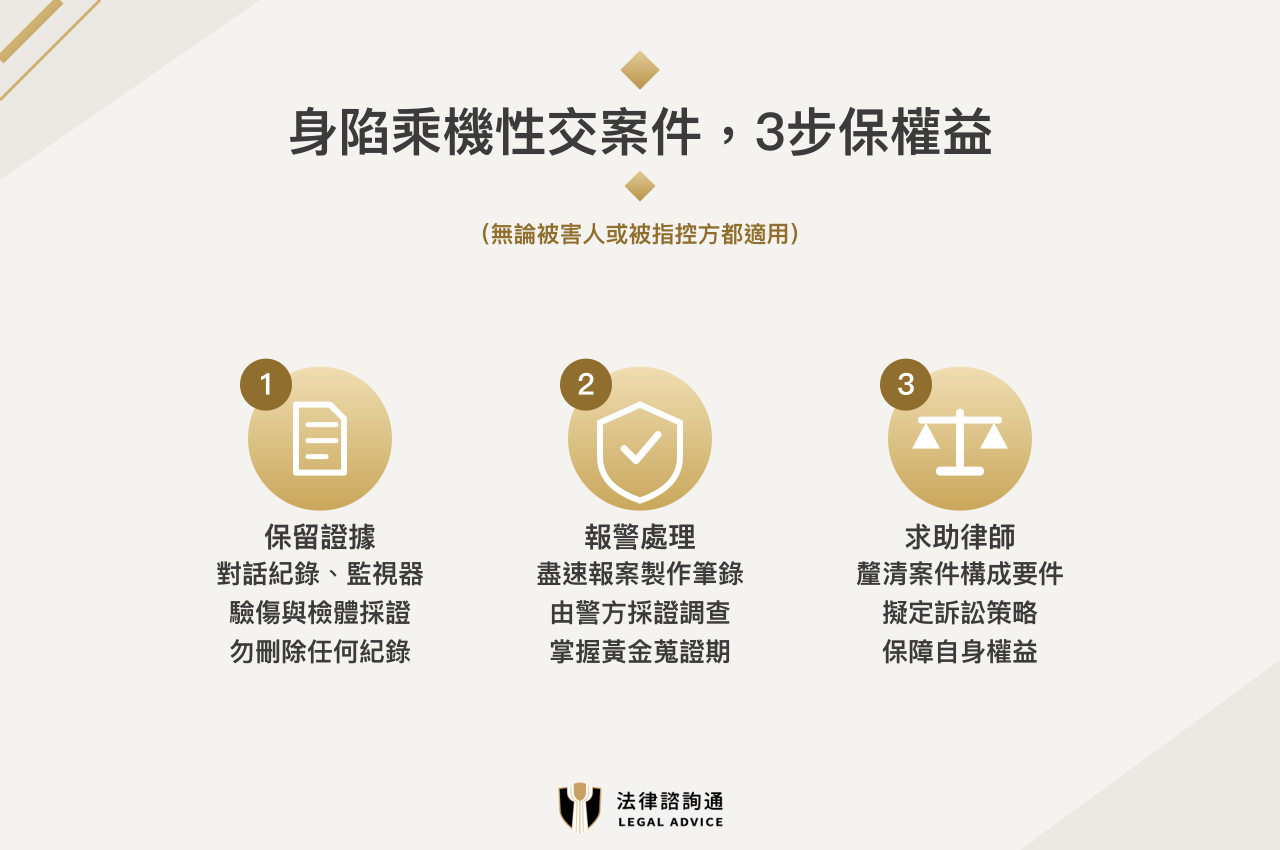 身陷乘機性交案件3步保權益：保留證據、報警處理、求助律師